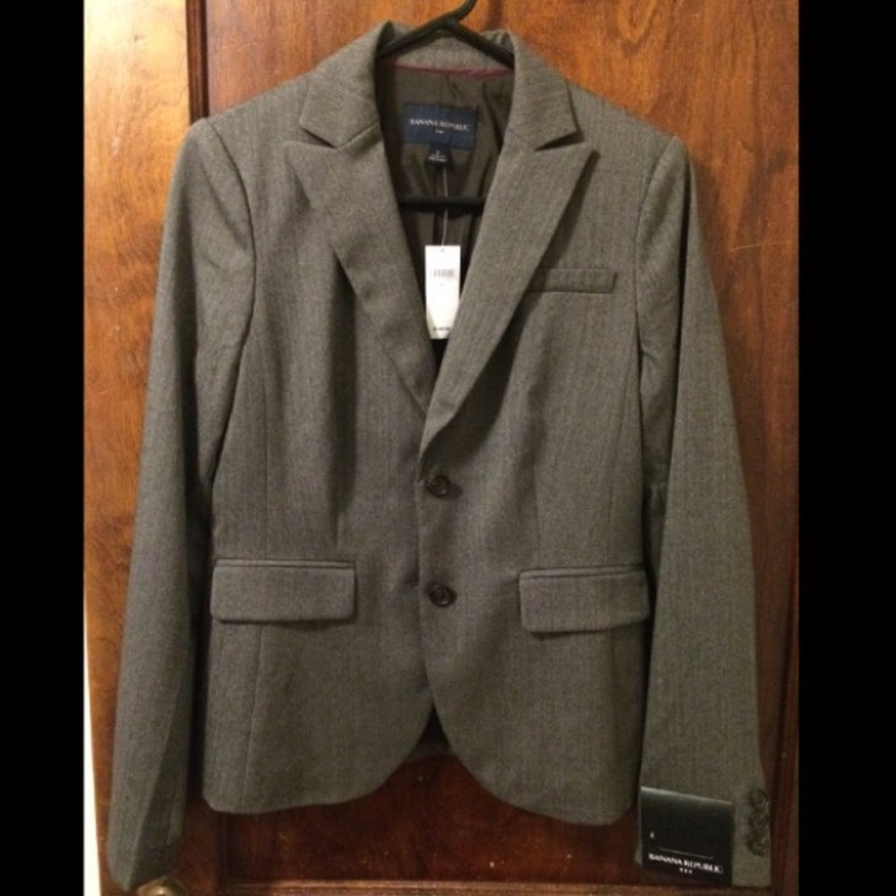 Banana Republic blazer grey herringbone